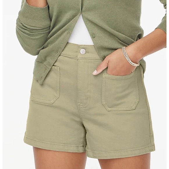 J.Crew Pants - J. Crew High Rise Utility Shorts Size 2 (25) Khaki Green Cotton Blend NWT